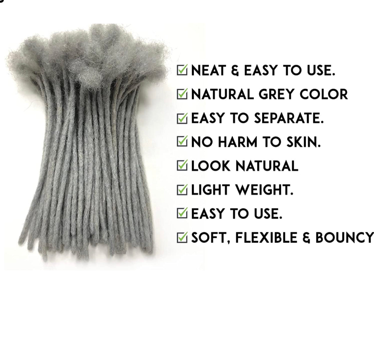 Gray dreads extension 6 inch