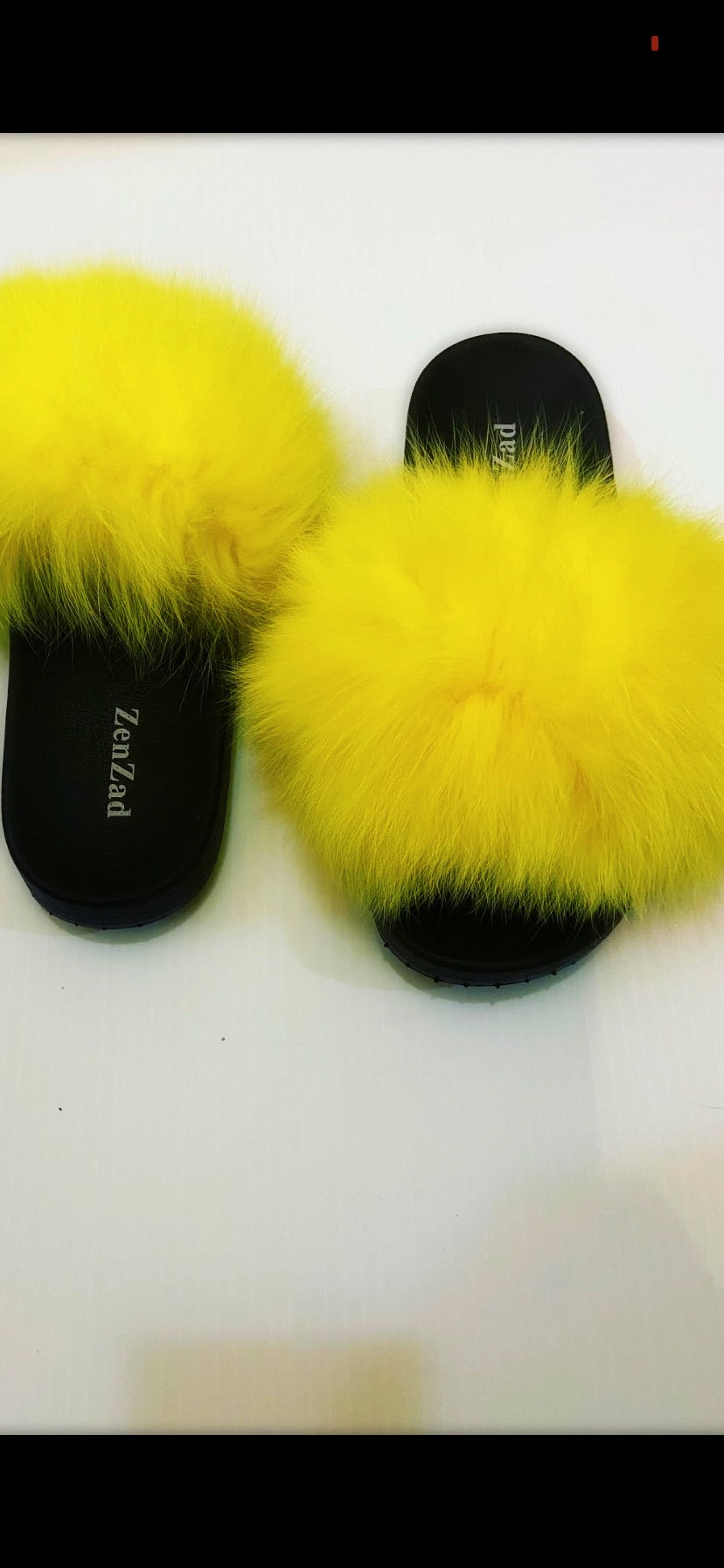 Yellow ting fur slippers